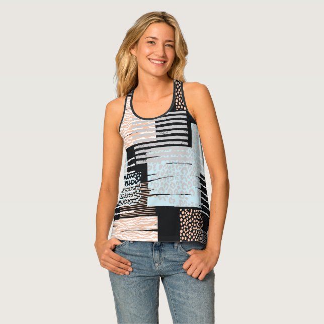 Geometric shapes and stripes tank top (Front Full)
