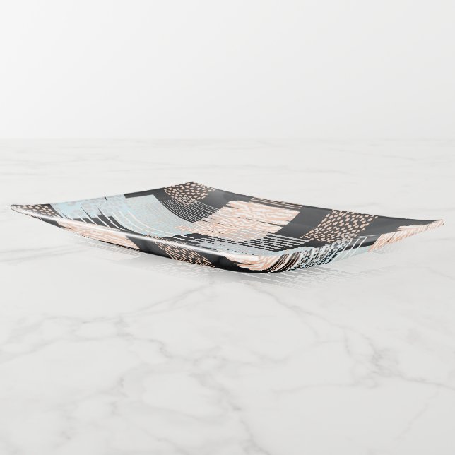 Geometric shapes and stripes trinket tray (Angled)
