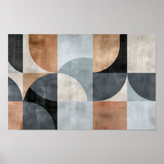 Geometric shapes background in neutral shades poster (Front)