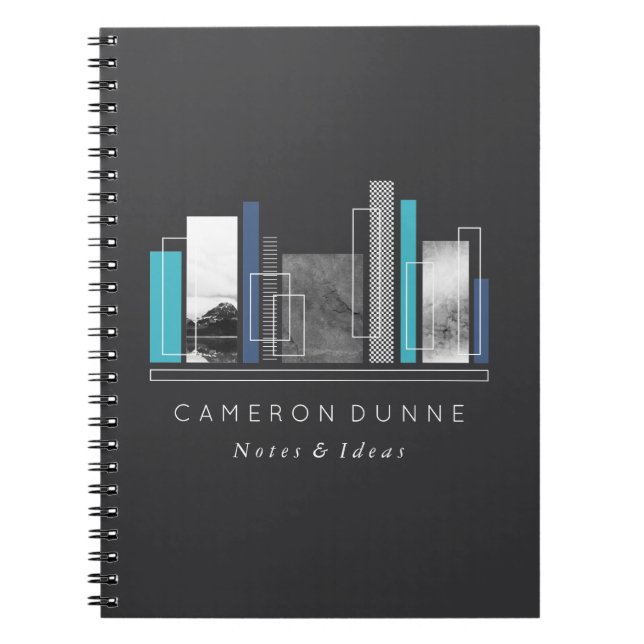 Geometric Shapes Blue & Gray Notebook (Front)