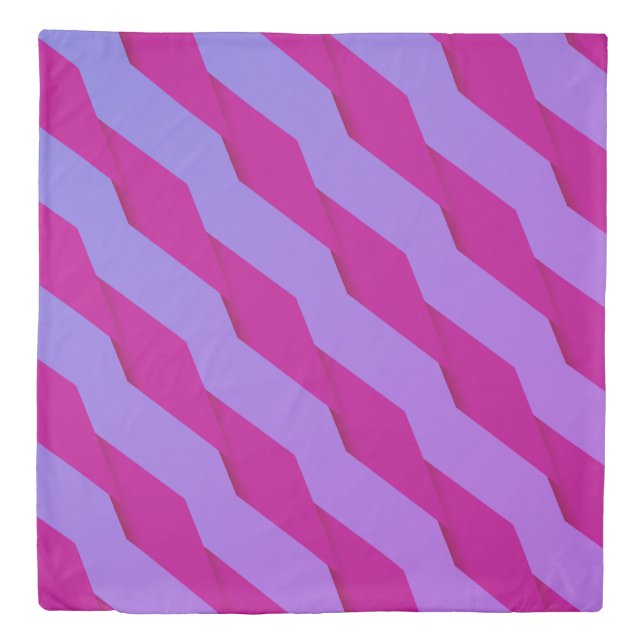 Geometric Shapes/Bright Magenta & Subtle Gradation Duvet Cover (Front)