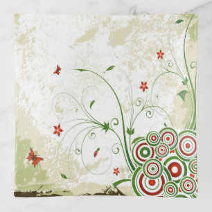Geometric Shapes, butterfly and Flowers Trinket Tray