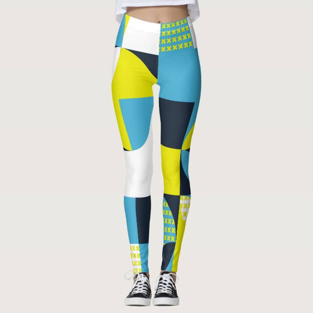 Geometric shapes, colorful abstract background. leggings (Front)