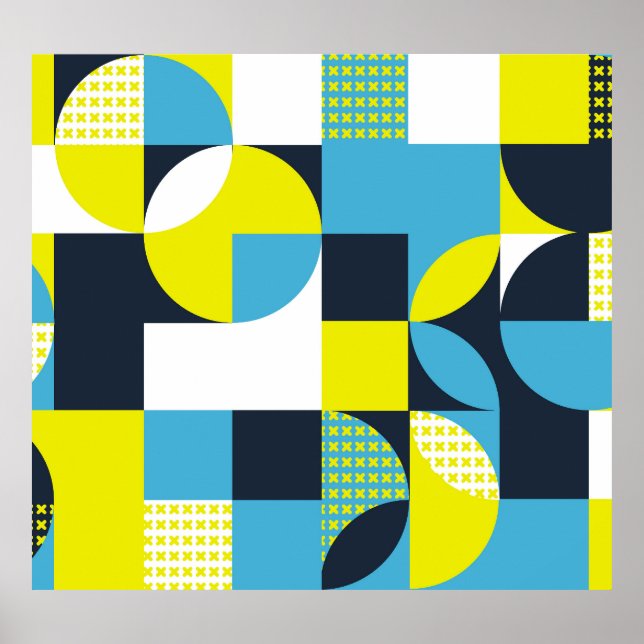 Geometric shapes, colorful abstract background. poster (Front)