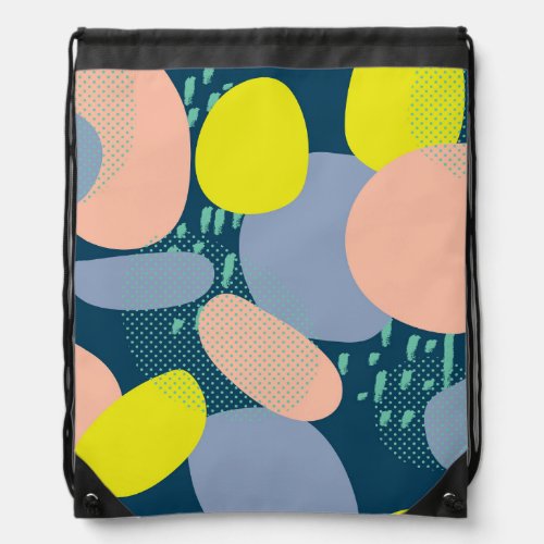 Geometric Shapes Colorful Memphis Style Drawstring Bag