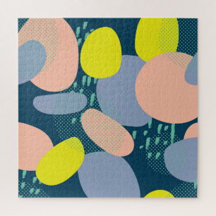 Geometric Shapes: Colorful Memphis Style Jigsaw Puzzle