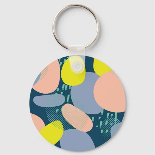 Geometric Shapes Colorful Memphis Style Keychain