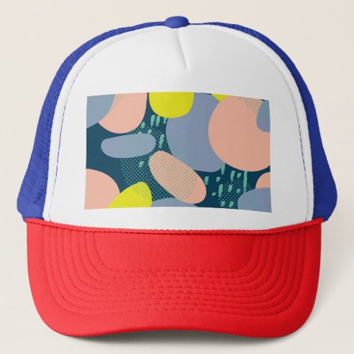 Geometric Shapes Colorful Memphis Style Trucker Hat