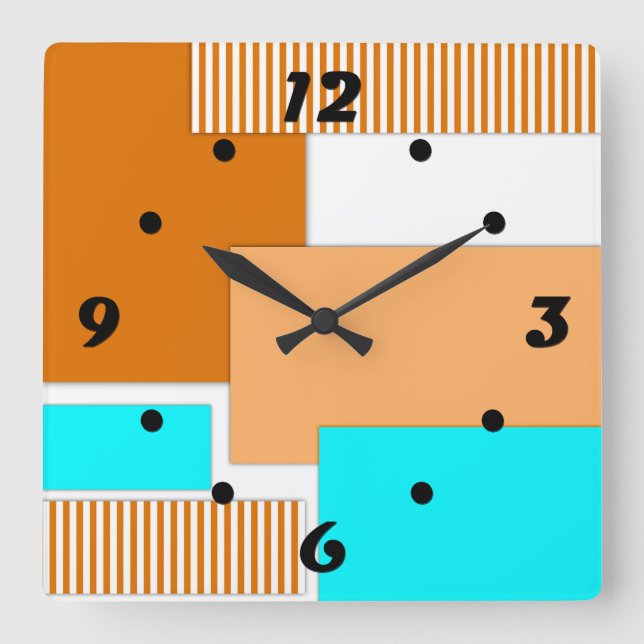 Geometric shapes cut out of paper square wall clock (Front)