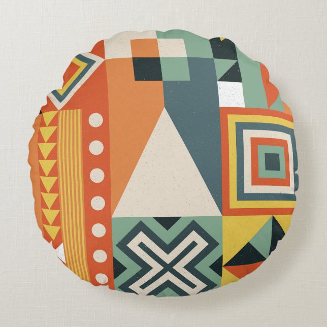 Geometric shapes, flat simple background. round pillow (Front)