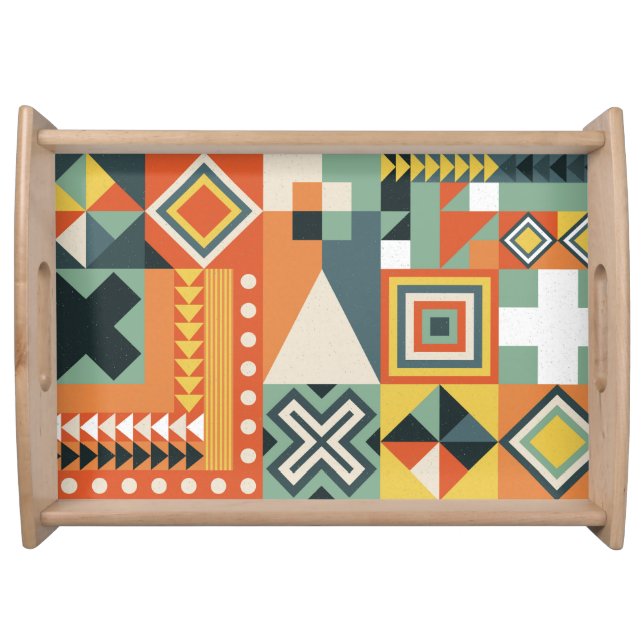 Geometric shapes, flat simple background. serving tray (Front)