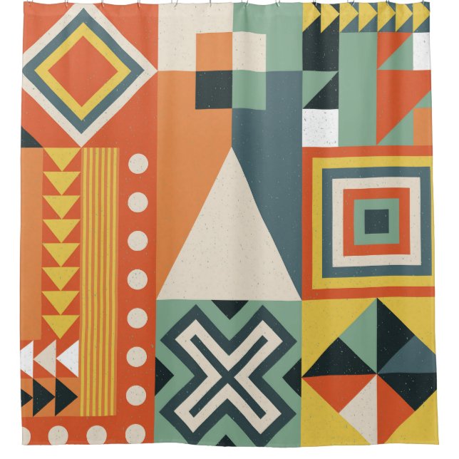 Geometric shapes, flat simple background. shower curtain (Front)