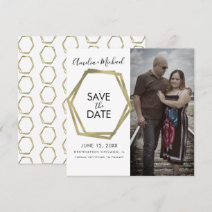 Geometric Shapes Gold Save the Date Card