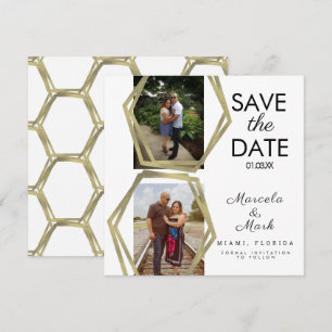 Geometric Shapes Gold Save The Dates Photo  Card