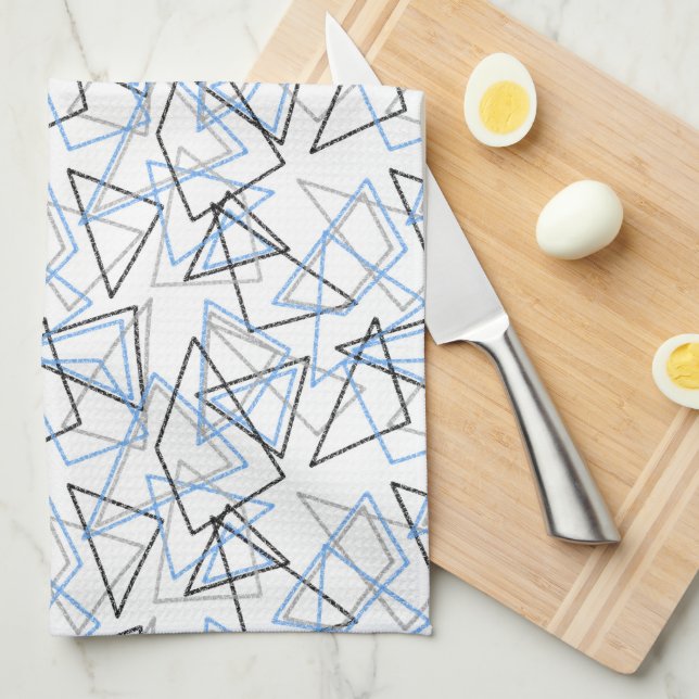 Geometric shapes in chalk on white  kitchen towel (Quarter Fold)