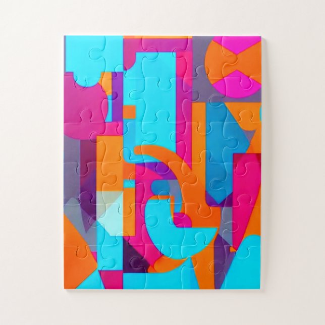 Geometric Shapes in Many Colors Advanced Puzzle  (Vertical)