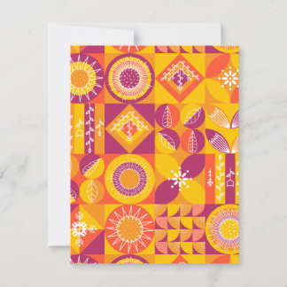 Geometric Shapes in Orange, Gold and Purple Note Card