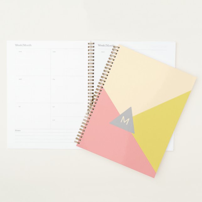 Geometric Shapes in Pastel Colors Monogrammed Planner (Display)