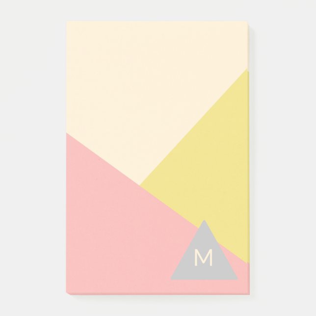 Geometric Shapes in Pastel Colors Monogrammed Post-it Notes (Front)