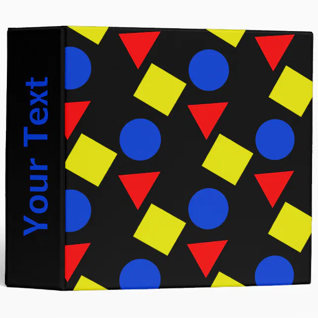 Geometric Shapes in Primary Colors Binder | Zazzle