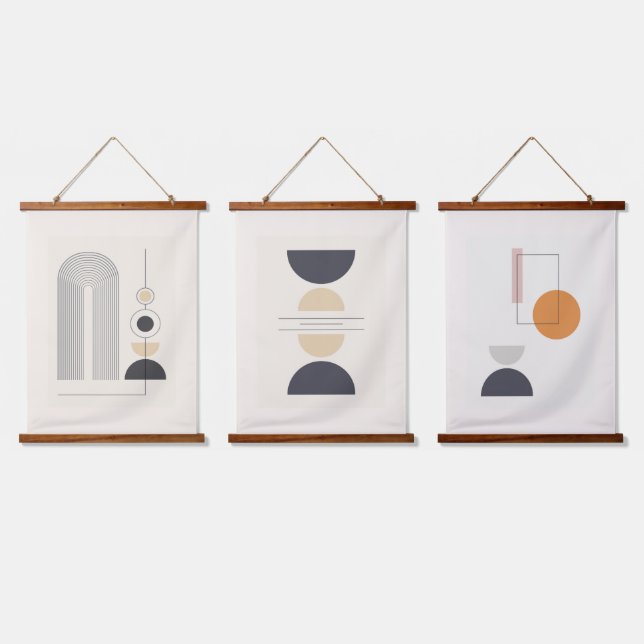 Geometric shapes in three compositions hanging tapestry (Triple)