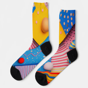 Geometric shapes in vibrant colors and shapes socks