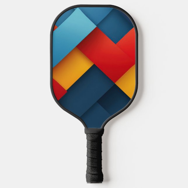 Geometric shapes in vivid colors pickleball paddle (Front)