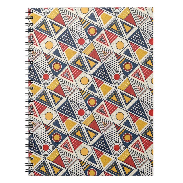Geometric Shapes & Lines Pattern Memphis Style Art Notebook (Front)