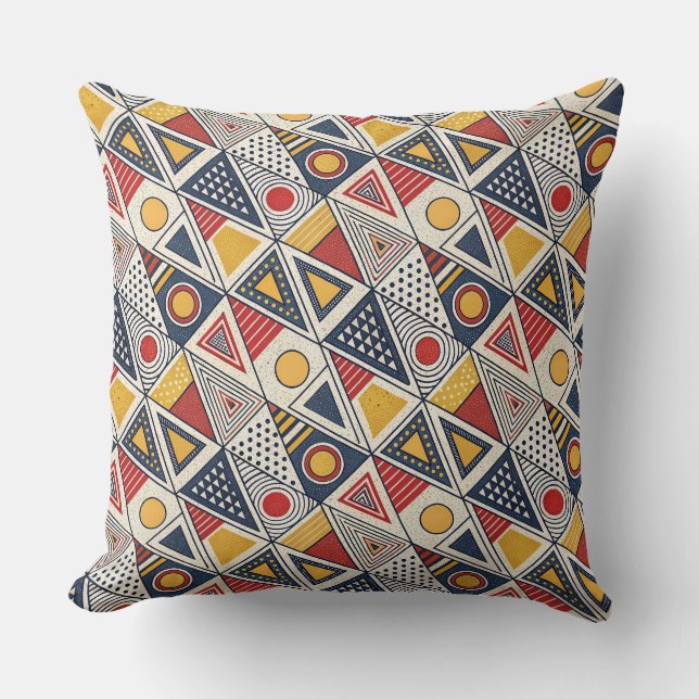 Geometric Shapes & Lines Pattern Memphis Style Art Throw Pillow (Front)