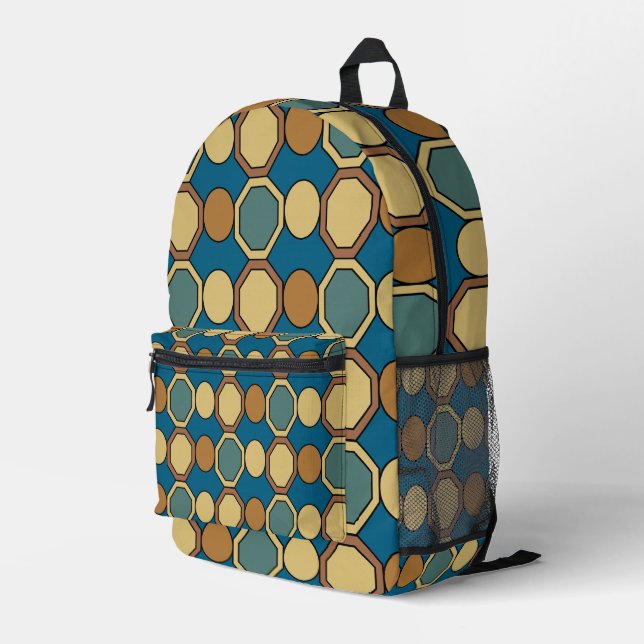Geometric Shapes Mid Century Modern Back To School Printed Backpack (Back Corner Right)