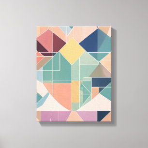 Geometric Shapes Modern Colorful Wrapped Art Canva Canvas Print