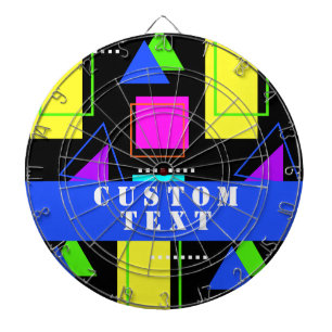 GEOMETRIC SHAPES NEON RETRO 80'S FASHION PATTERN DART BOARD
