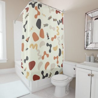 Geometric Shapes Orange Bath Decor Shower Curtain