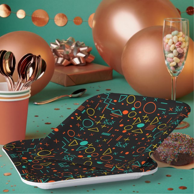 Geometric shapes paper plates (Multi)
