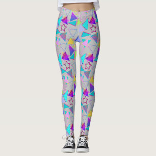 Geometric Shapes Pattern Vintage Style 01x4 LGrey Leggings