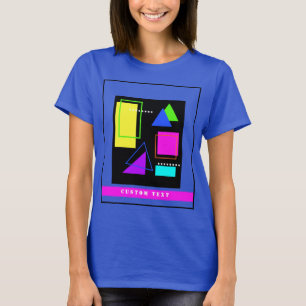 GEOMETRIC SHAPES PATTERNED NEON RETRO 80'S FASHION T-Shirt
