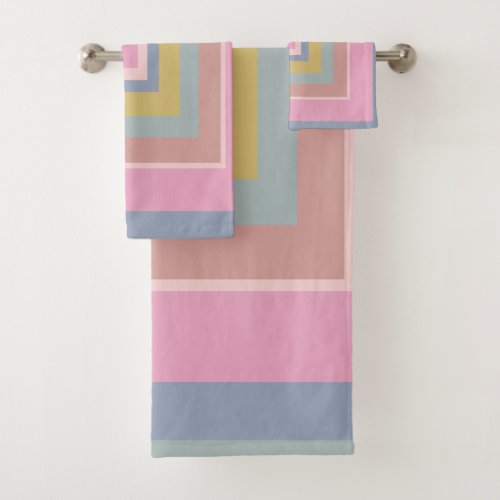 Geometric Shapes Quilt Pattern in Pastel Colors Bath Towel Set