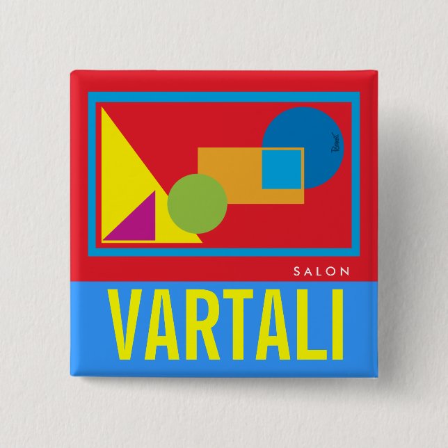 Geometric Shapes Vartali Square Button (Front)