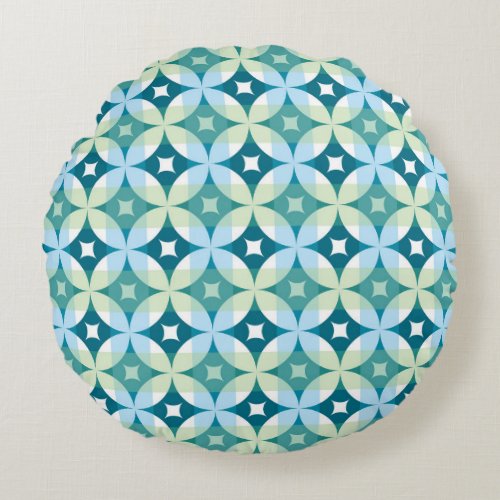 Geometric shapes vintage abstract wallpaper round pillow