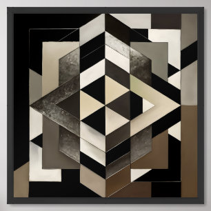 Geometric Shapes With Black And White - wall art