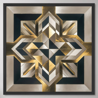 Geometric Shapes With Black with metalic Framed Art