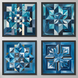 Geometric Shapes With blue Wall Art Sets