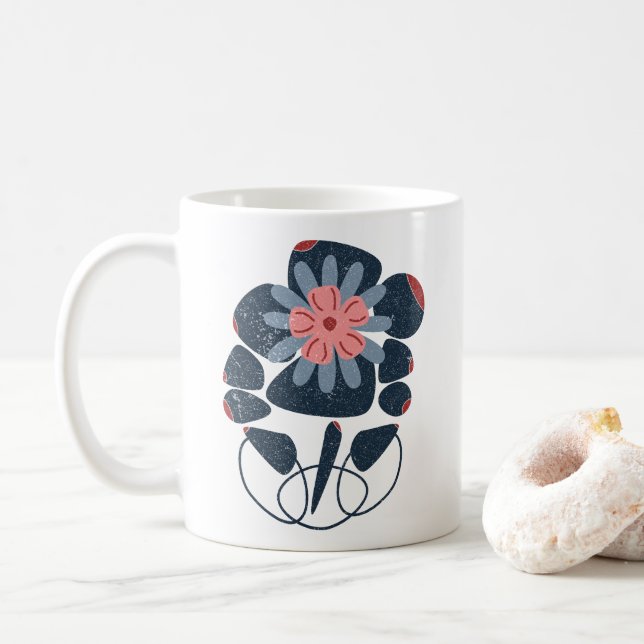 geometric shapes with colorful flower coffee mug (With Donut)