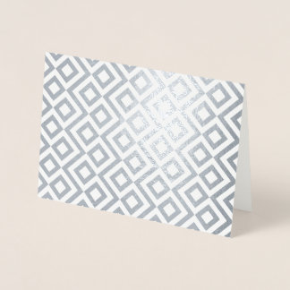 Geometric Silver and White Meander Foil Card