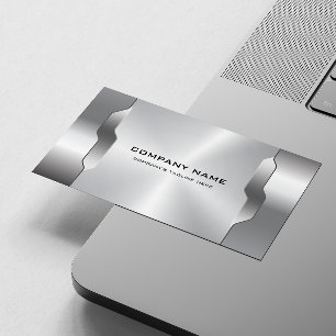 Geometric Silver Gray Metallic Texture Business Card