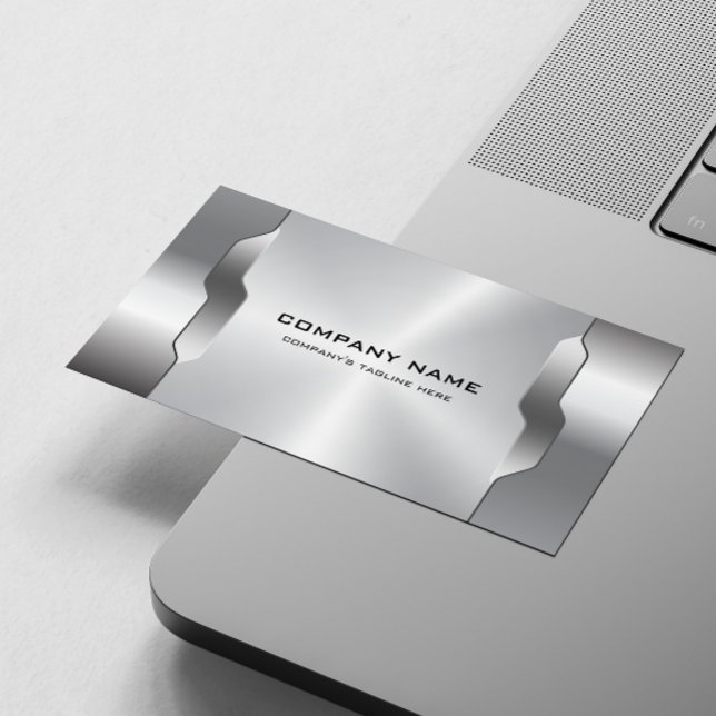 Geometric Silver Gray Metallic Texture Business Card (Creator Uploaded)