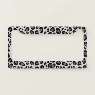 Geometric Silver Grey Illustrative Leopard Rosette License Plate Frame