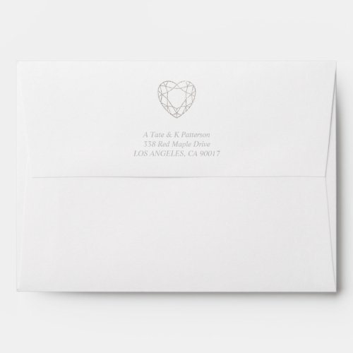 Geometric silver heart envelope grey lining