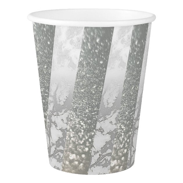 Geometric Silver White White Gray Marble Paper Cup