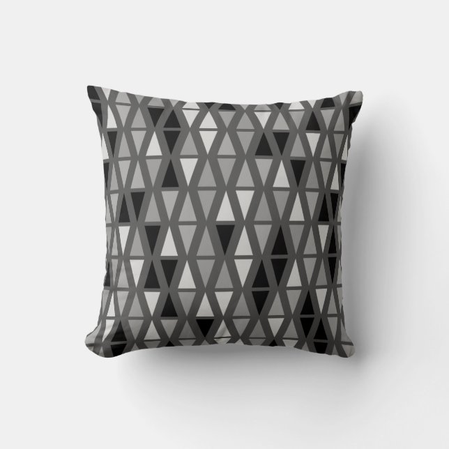Geometric Silvery Gray Triangles Sofa Throw Pillow (Front)